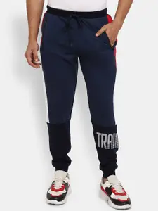 V-Mart Men Navy Blue & Black Colourblocked Track Pant