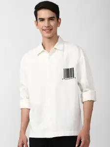 FOREVER 21 Men White Cotton Casual Shirt