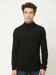 Crimsoune Club Men Black Solid Mock Collar Pullover