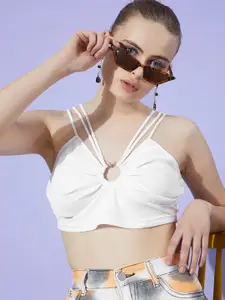 The Roadster Lifestyle Co. Pearl White Retro Optimism Bustier Crop Top