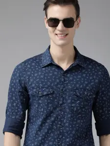 SPYKAR Men Pure Cotton Slim Fit Micro Ditsy Floral Printed Casual Shirt