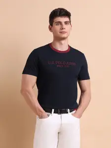 U.S. Polo Assn. Men Pure Cotton Embroidered Logo T-Shirt