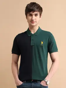 U.S. Polo Assn. Men Pure Cotton Colourblock Polo T-Shirt