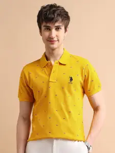 U.S. Polo Assn. Men Print Polo Collar Cotton T-Shirt