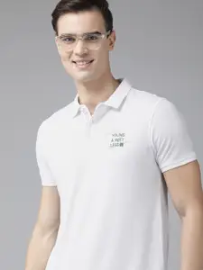 SPYKAR Men Typography Printed Polo Collar Pure Cotton Slim Fit T-shirt