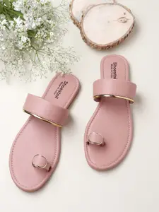 Shoestail Women Peach-Coloured One Toe Flats