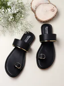 Shoestail Women Black One Toe Flats