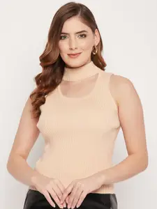 Madame Women Beige Woolen Sweater Vest