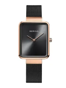 BERING Women Black Dial & Black Stainless Steel Bracelet Style Analogue Watch 14528-166