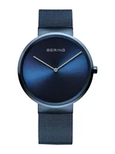 BERING Men Blue Dial & Blue Stainless Steel Bracelet Style Straps Analogue Watch 14539-397