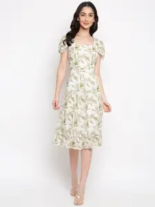 Latin Quarters Floral Printed Fit and Flare Square Neck Dress