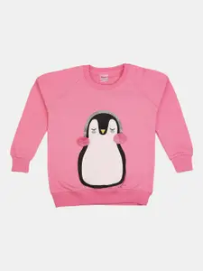 V-Mart Girls Pink Printed Sweatshirt