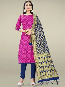 KALINI Pink & Blue Unstitched Dress Material