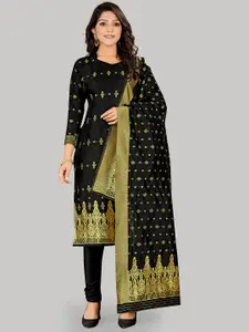KALINI Black & Gold-Toned Unstitched Dress Material