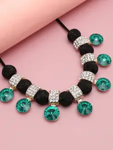 SOHI Green & Black Gold-Plated Necklace