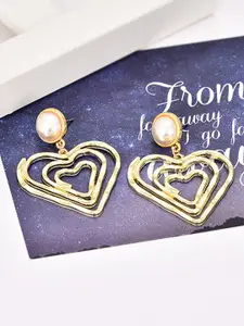 Young & Forever Gold-Plated Heart Shaped Drop Earrings