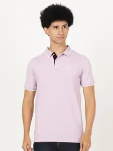 Lee Men Purple Polo Collar Slim Fit T-shirt