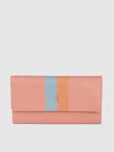 Baggit Women Pink Striped Three Fold Wallet