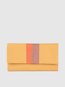Baggit Women Yellow Striped Three Fold Wallet