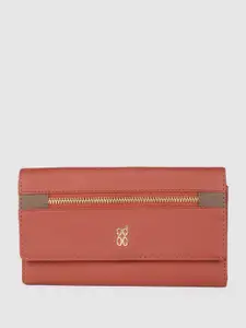 Baggit Women Solid Zip Detail Three Fold Wallet