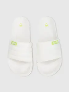 United Colors of Benetton Women White & Green Solid Sliders