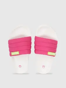 United Colors of Benetton Women Pink & White Solid Sliders