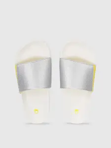 United Colors of Benetton Women Grey & White Solid Sliders