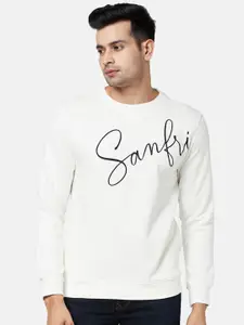 SF JEANS by Pantaloons Men Off White Typography Printed Sweatshirt