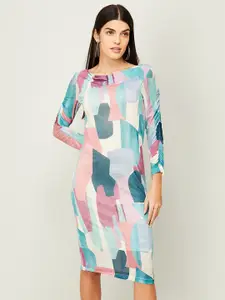 CODE by Lifestyle Multicoloured Cowl Neck Sheath Dress