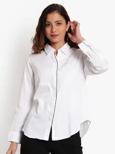 Indietoga Women White Classic Slim Fit Formal Shirt