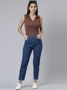 ZHEIA Women Blue Medium Shade Relaxed Fit Jeans