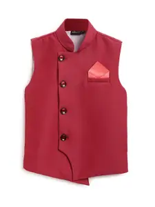 AJ Dezines Kids Boys Red Solid Nehru Jacket