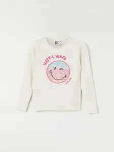 Fame Forever by Lifestyle Girls Off Smiley Embroidered Pullover Sweater