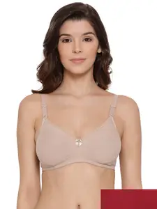 LYRA Pack Of 2 Combed Cotton Wirefree Secret Support Bra with Detachable Strap