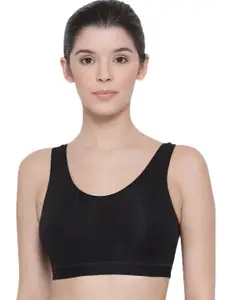 LYRA Black Combed Cotton Sweat Absorbent Stretchable Sports Bra
