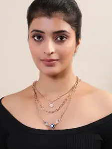 Madame Rose Gold & Blue Rose Gold-Plated Layered Necklace