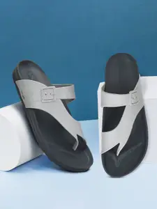 Paragon Men Grey Solid Comfort Sandals