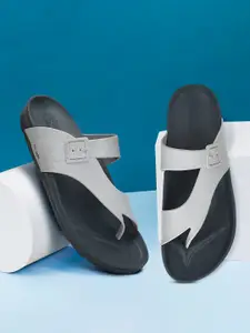 Paragon Men Grey Solid Comfort Sandals