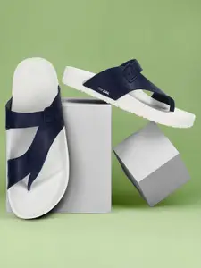 Paragon Men White & Blue Solid Comfort Sandals