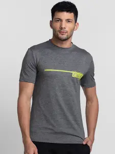 Globus Men Grey Typography Slim Fit T-shirt