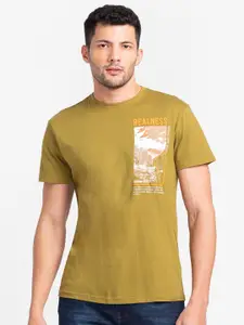 Globus Men Olive Green Printed T-shirt