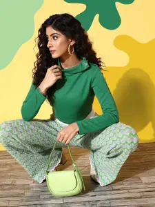 SASSAFRAS Women Green Solid Long Sleeves Top