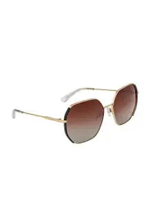 OPIUM Women Brown Lens & Gold-Toned Square Sunglasses with UV Protected Lens OP-1955-C01