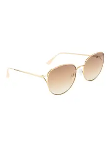 OPIUM Women Gold Lens & Gold-Toned Round Sunglasses with UV Protected Lens OP-1953-C01