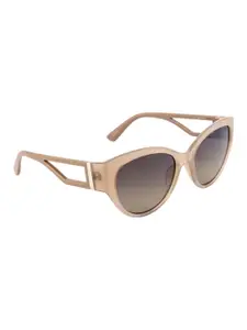 OPIUM Women Brown Lens & Nude Coloured Oval Sunglasses with UV Protected Lens OP-10081-C03