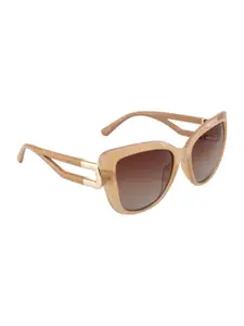 OPIUM OPIUM Women Brown Lens & Nude Coloured Butterfly Sunglasses with UV Protected Lens OP-1969-C03