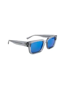 OPIUM Men Blue Lens & Grey Rectangle Sunglasses with UV Protected Lens OP-1941-C02-Smoke