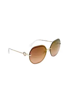 OPIUM Women Brown Lens & Gold-Toned Oval Sunglasses with UV Protected Lens OP-1966-C04
