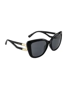 OPIUM Women Grey Lens & Black Butterfly Sunglasses with UV Protected Lens OP-1969-C01-Black