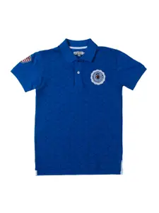 Palm Tree Boys Blue printed Polo Collar T-shirt